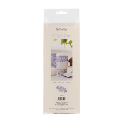 Blue Floral Paper To Go Coffee Cups