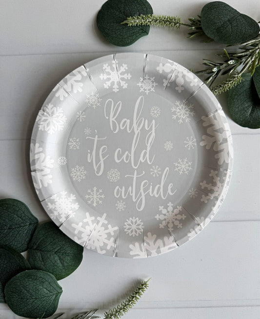 Baby It's Cold Outside Silver Grey Cake Plates