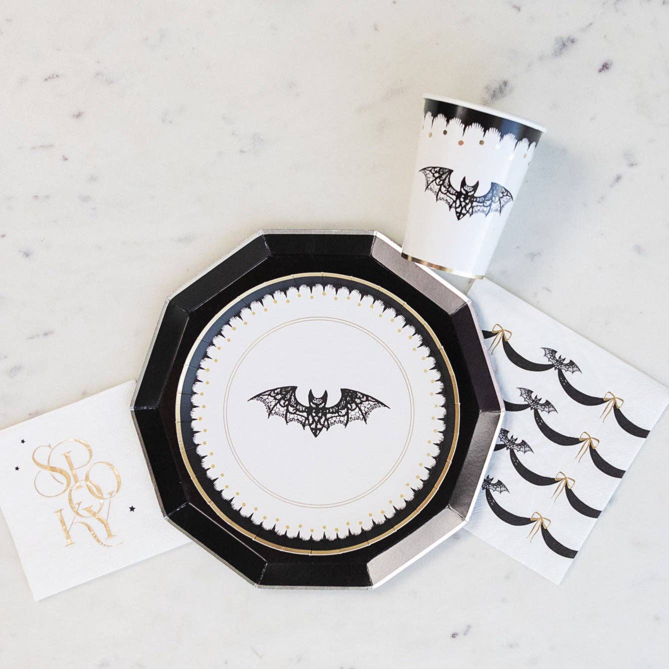 Elegant Halloween Lacy Bat Dessert Plates