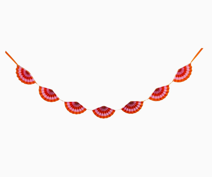 Hot Pink & Orange Scalloped Fan Bunting Banner - Citrus Baby Shower Party Decoration