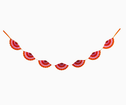 Hot Pink & Orange Scalloped Fan Bunting Banner - Citrus Baby Shower Party Decoration