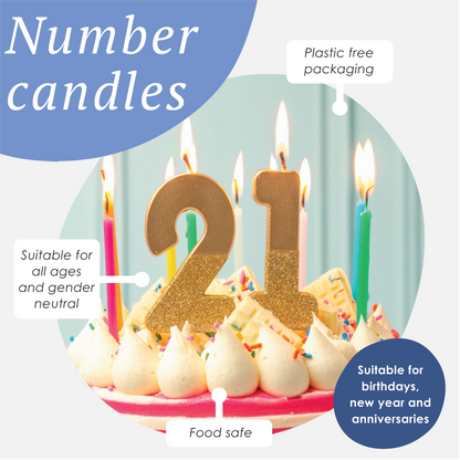 Gold Glitter Number 5 Birthday Candle - 5th Birthday Cake Topper