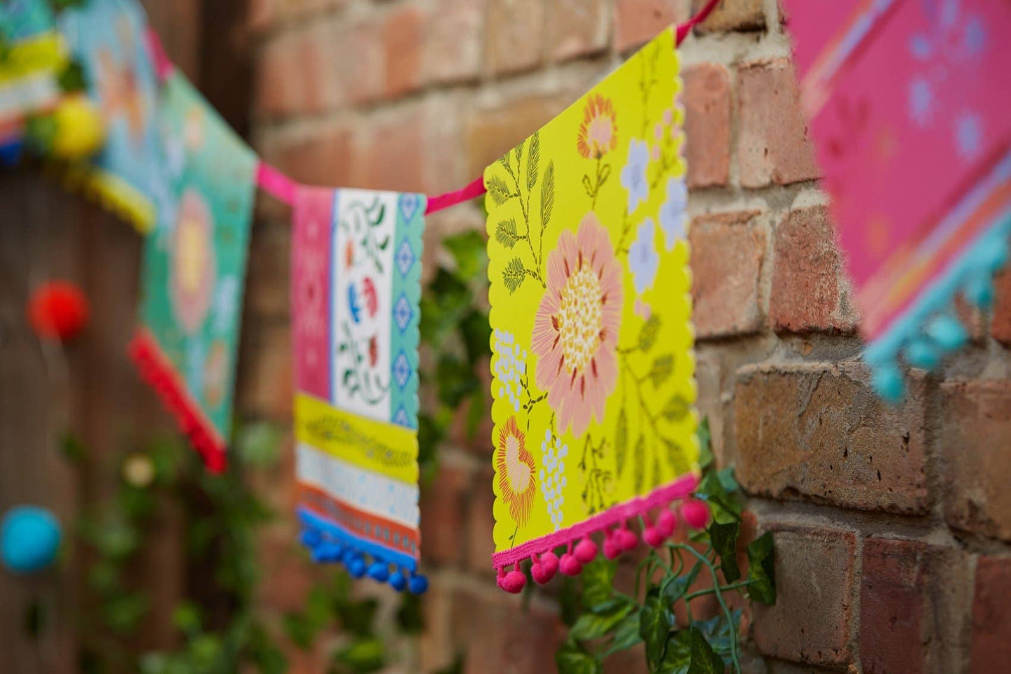 Boho Fiesta Paper and Pom Pom Banner