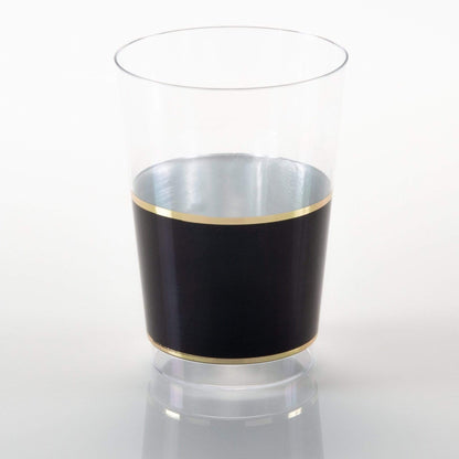 12 Oz Round Black & Gold Plastic Cups | 10 Cups | default