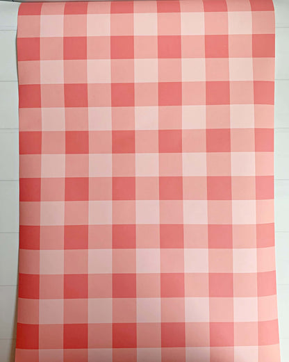 Pink Gingham Paper Table Runner