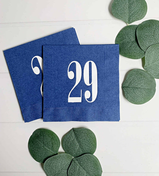 29th Birthday Napkins - Navy & White