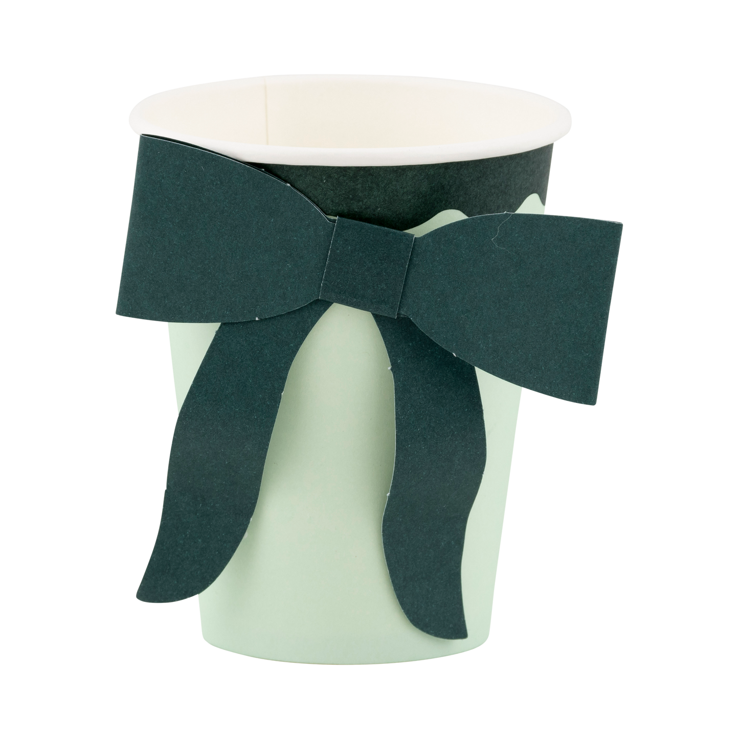 Emerald Green Bow on Mint Christmas Party Cups