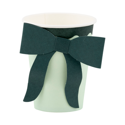 Emerald Green Bow on Mint Christmas Party Cups