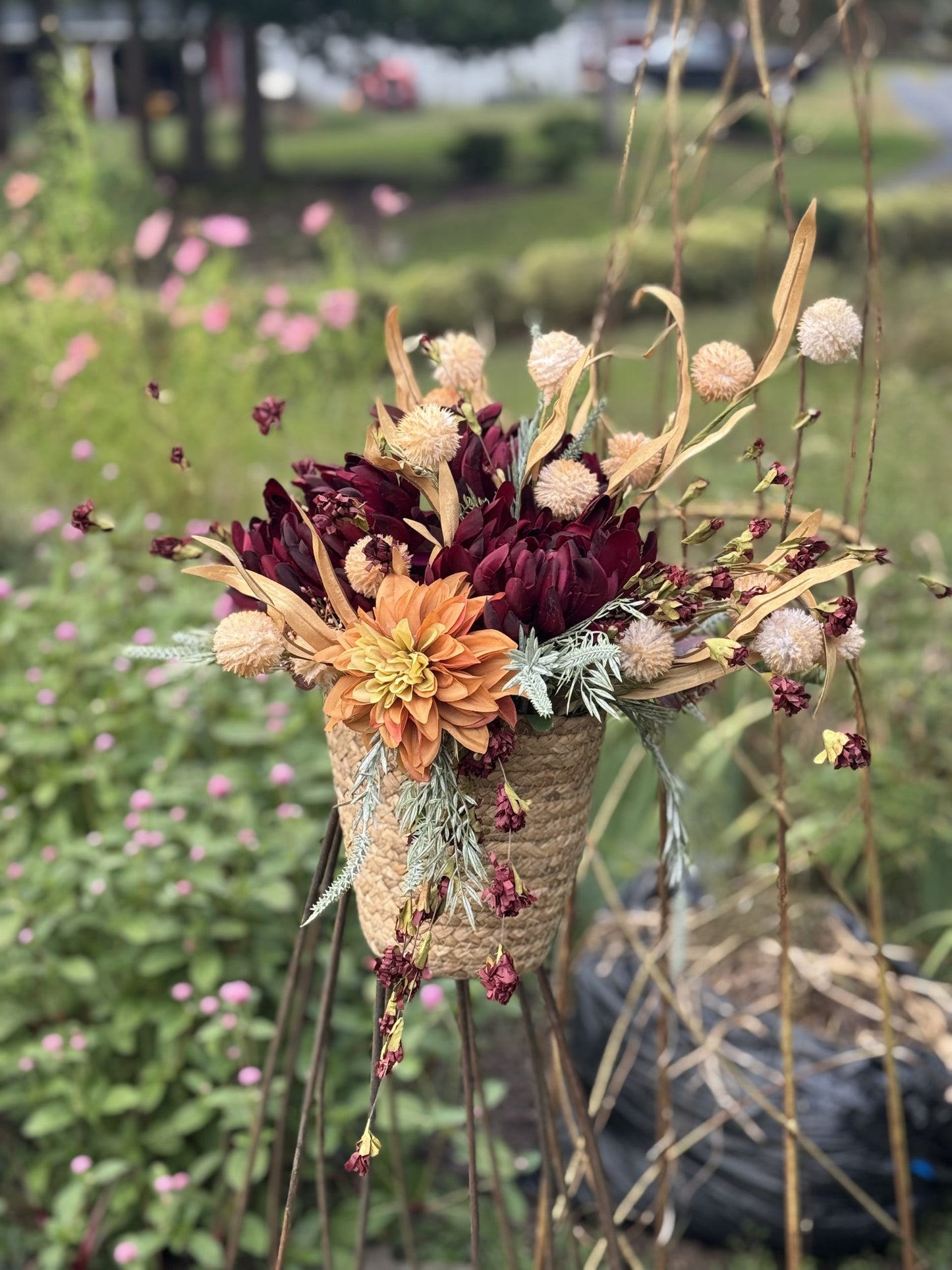 wedding Centerpiece Amber & Burgundy - Fresh Off the Market Decor