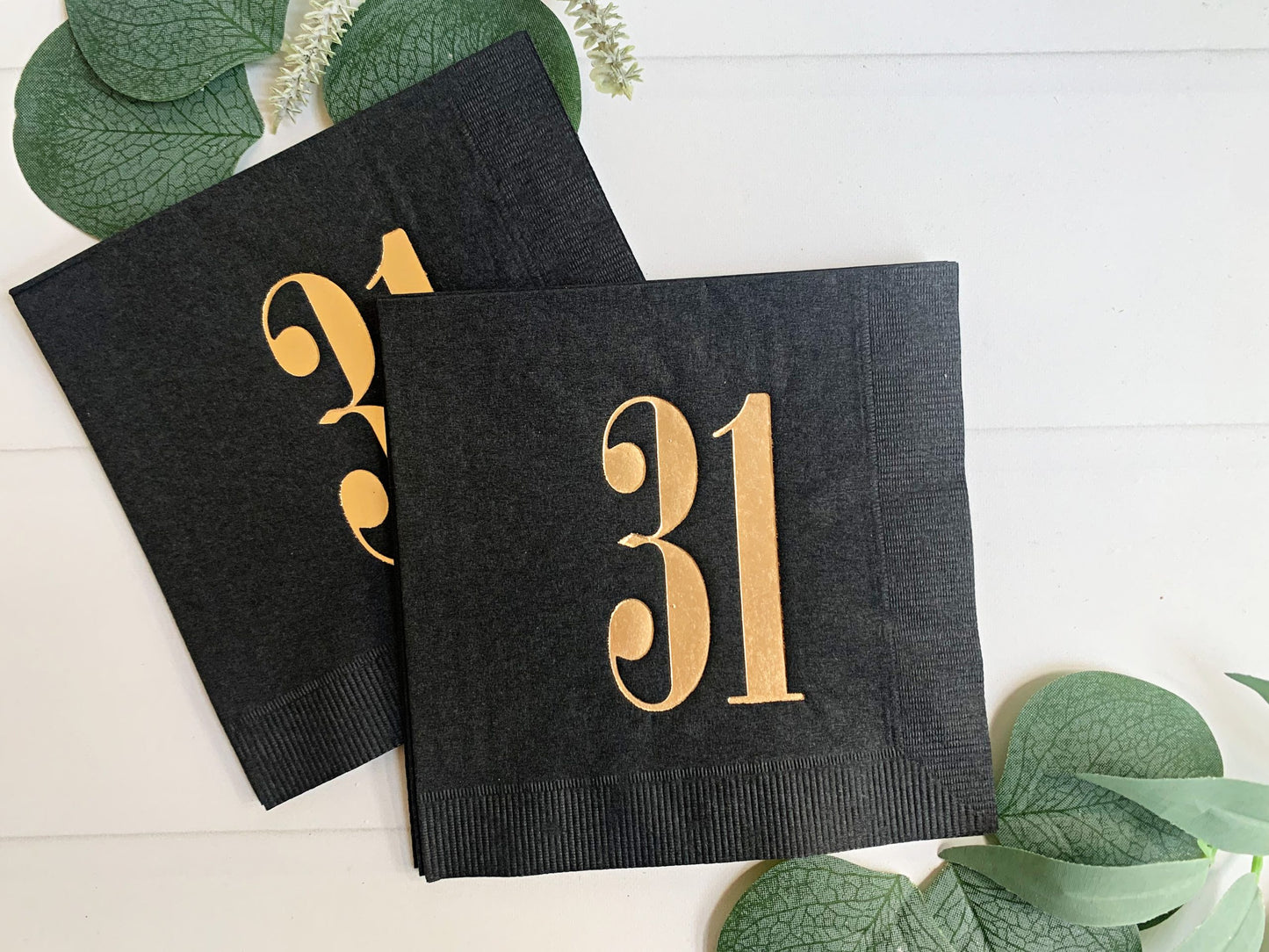 31st Birthday Napkins - Black & Gold
