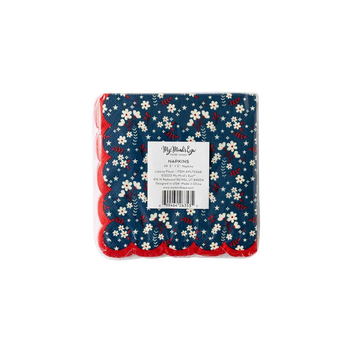 Liberty Blue Floral Scallop Cocktail Napkin