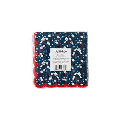Liberty Blue Floral Scallop Cocktail Napkin