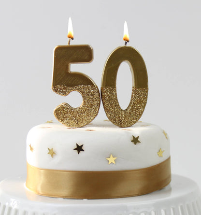 Gold Glitter Number 5 Birthday Candle - 5th Birthday Cake Topper
