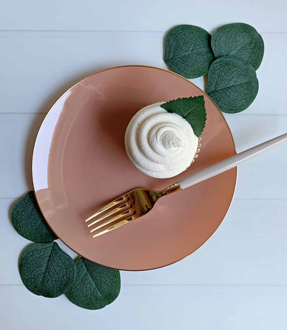 Clay with Gold Edge Dessert Plates 7.25"