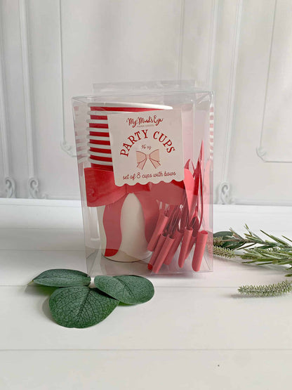 Red Bow Christmas Party Cups