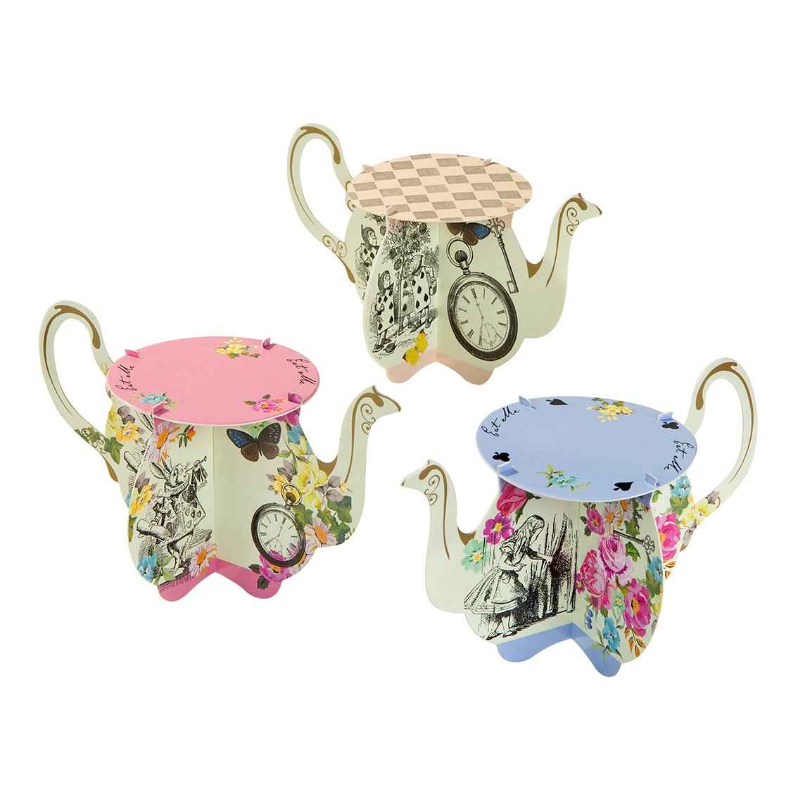 Tea Pot Mini Cupcake Stands - Alice in Wonderland Party Dessert Display (Set of 6)