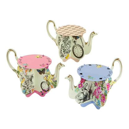 Tea Pot Mini Cupcake Stands - Alice in Wonderland Party Dessert Display (Set of 6)