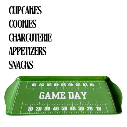 Green Football Game Day Melamine Serving Tray — Appetizer & Tailgate Platter