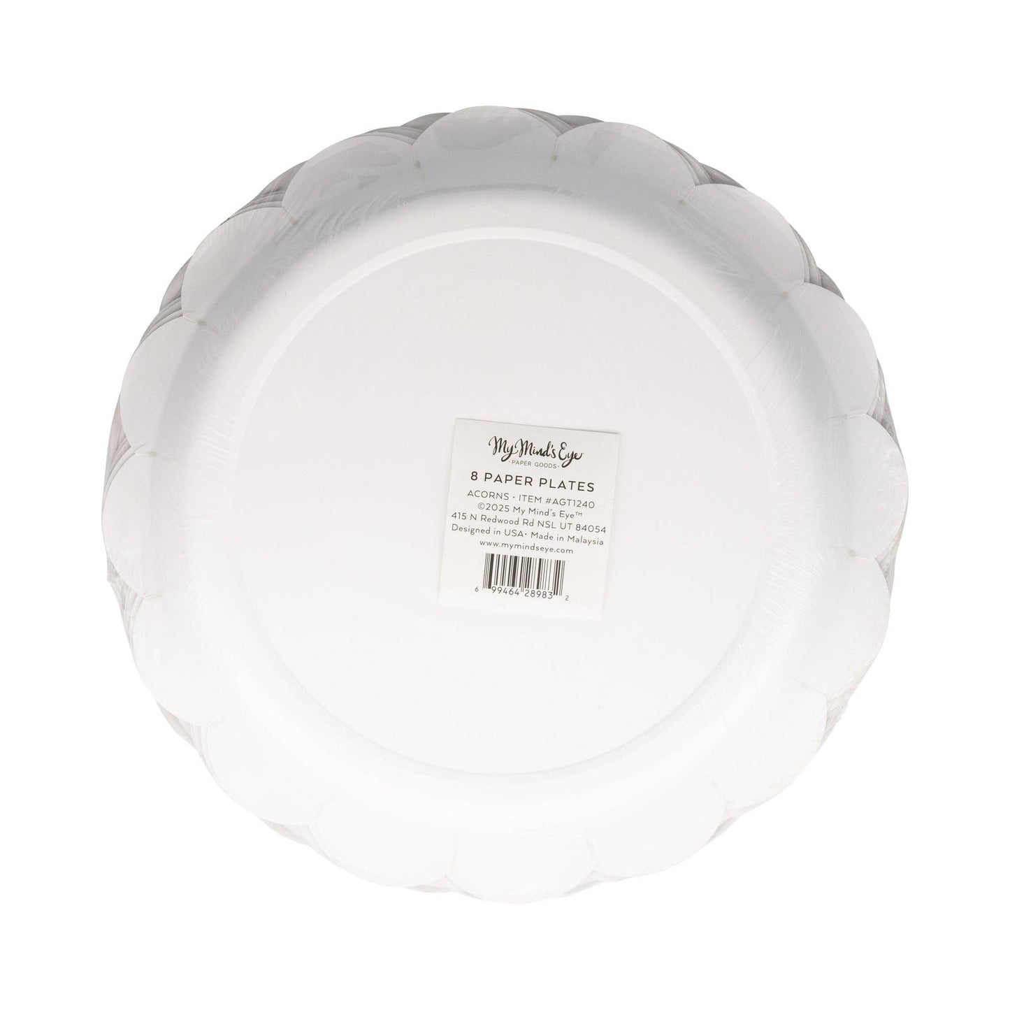 Acorns Scalloped Circle Paper Plates - Autumn Harvest Party Tableware (8 Pack)