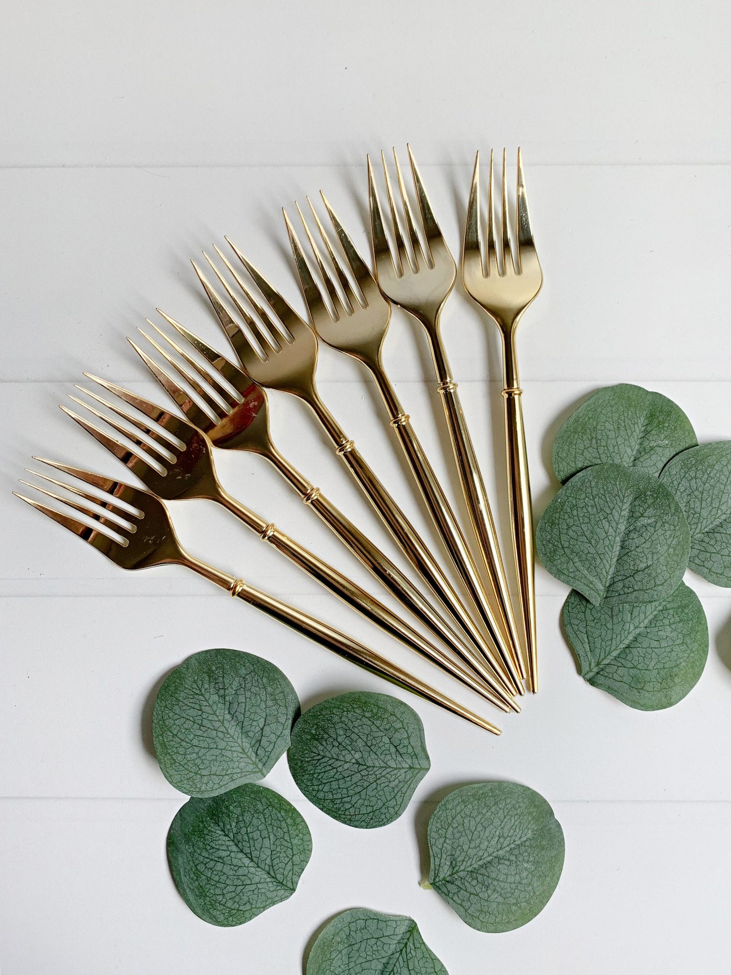 Gold Plastic Forks - Premium Heavy Duty Disposable Cutlery Set of 24 | Modern Metallic Finish