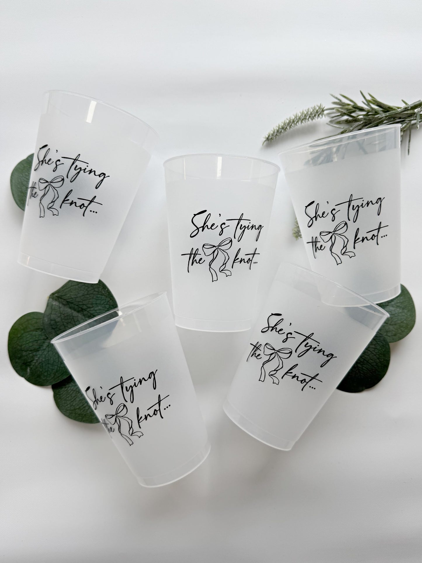She's Tying the Knot Frosted Cups  - Black on 12 Ounce Plastic Cups