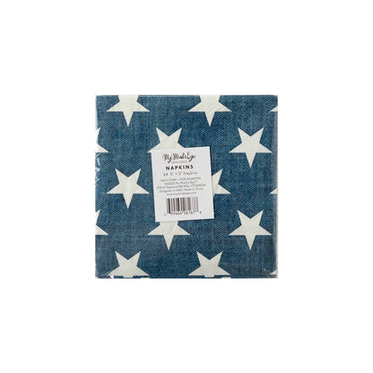 Denim Navy Star Cocktail Napkin