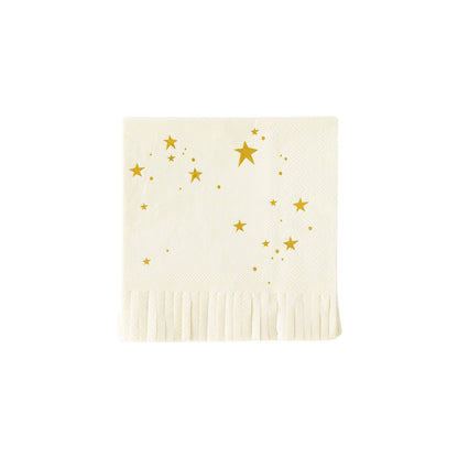 Cream and  Gold Star Cocktail Napkins