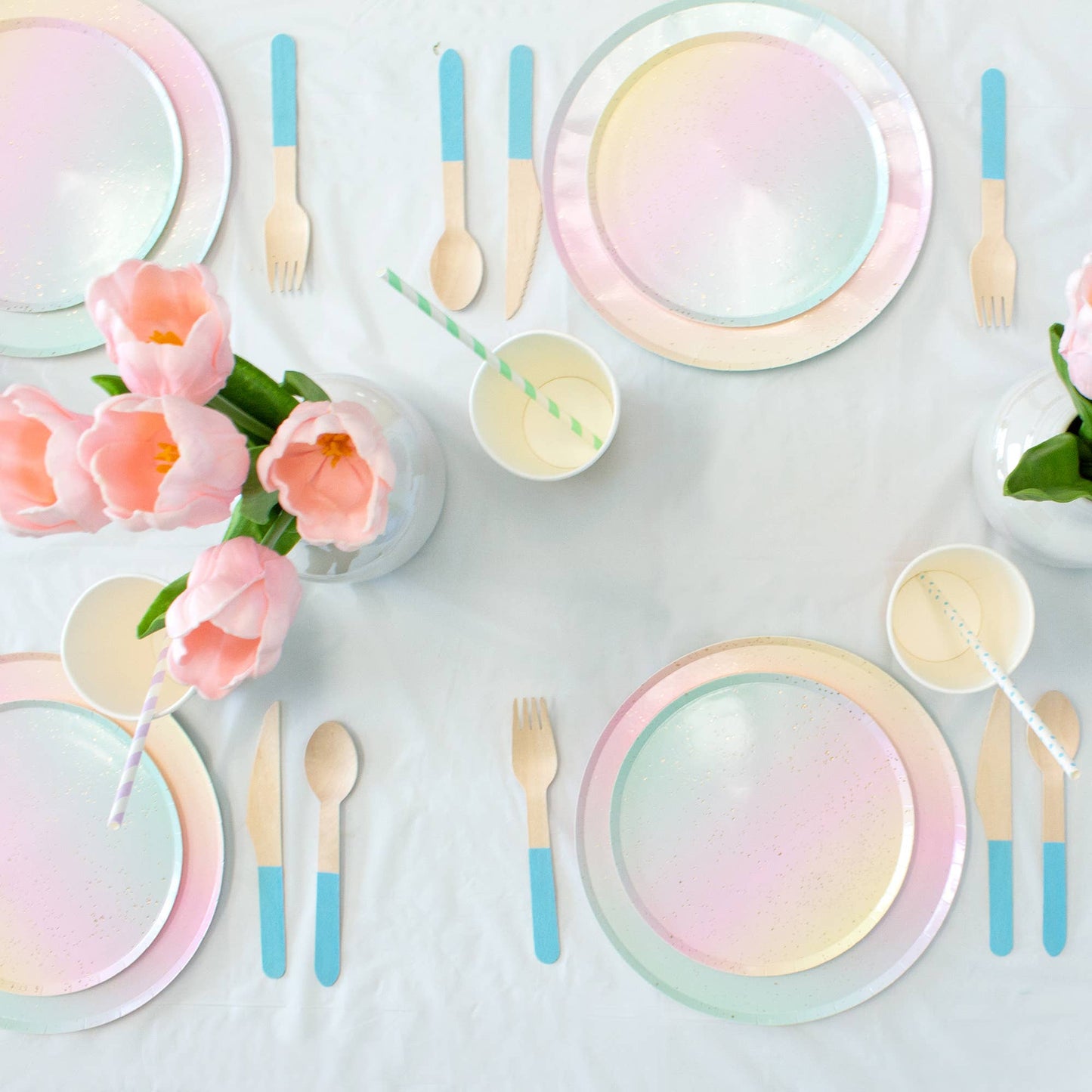 Pastel Rainbow Ombre Paper Cups (Set of 8)