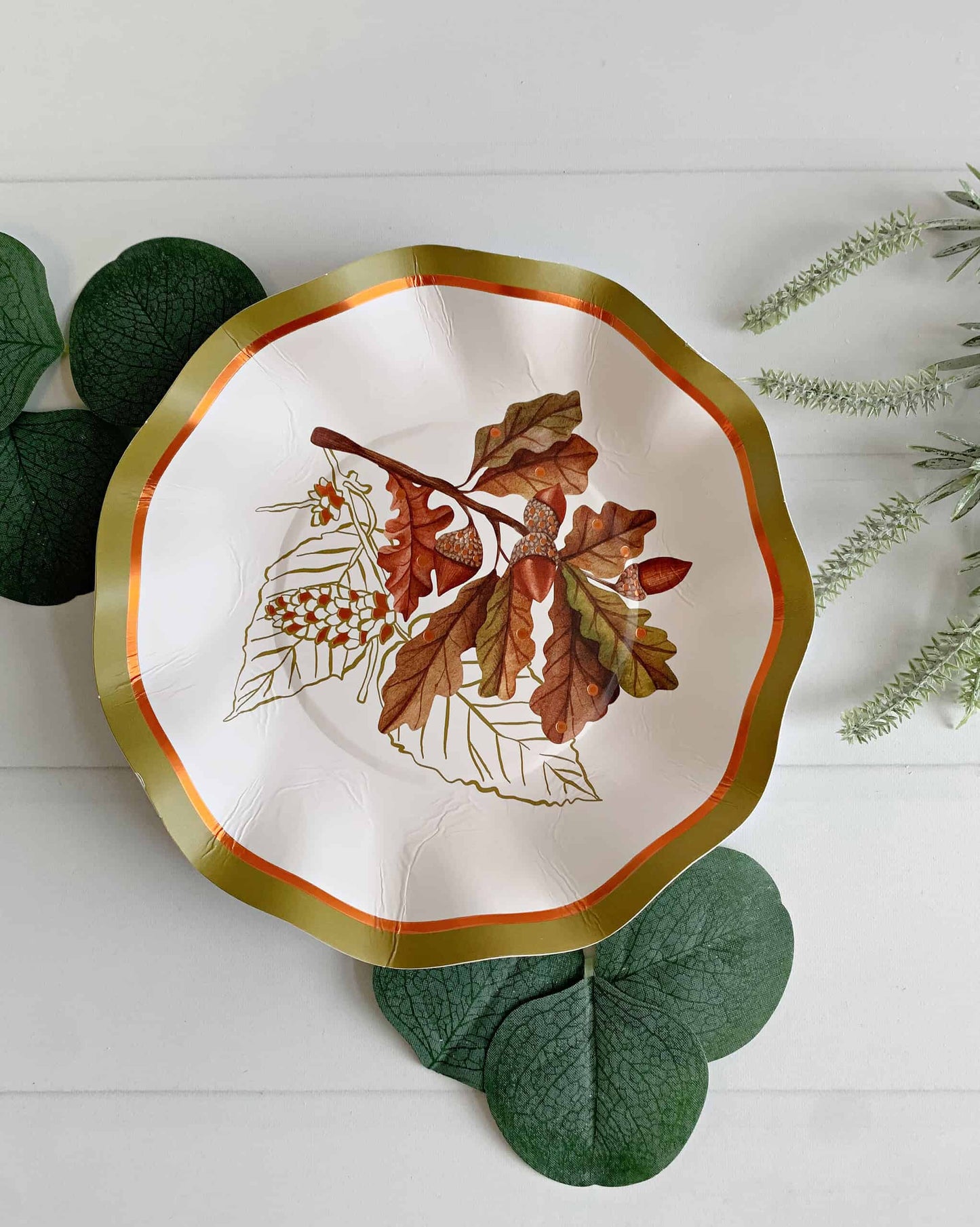 Fall Acorn and Oak Paper Dessert and Appetizer Plates