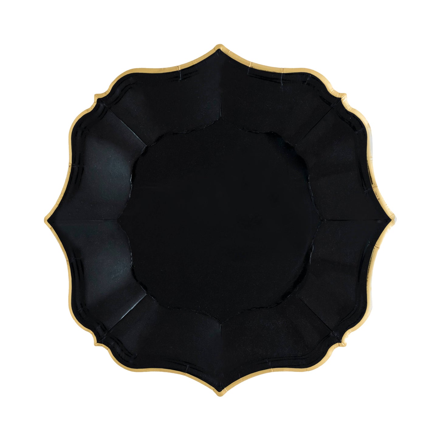 Black Scalloped Dessert Plates - Paper