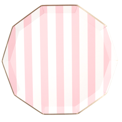 Petal Pink Cabana Striped Paper Plates