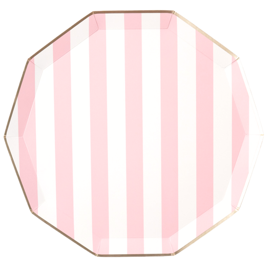 Petal Pink Cabana Striped Paper Plates