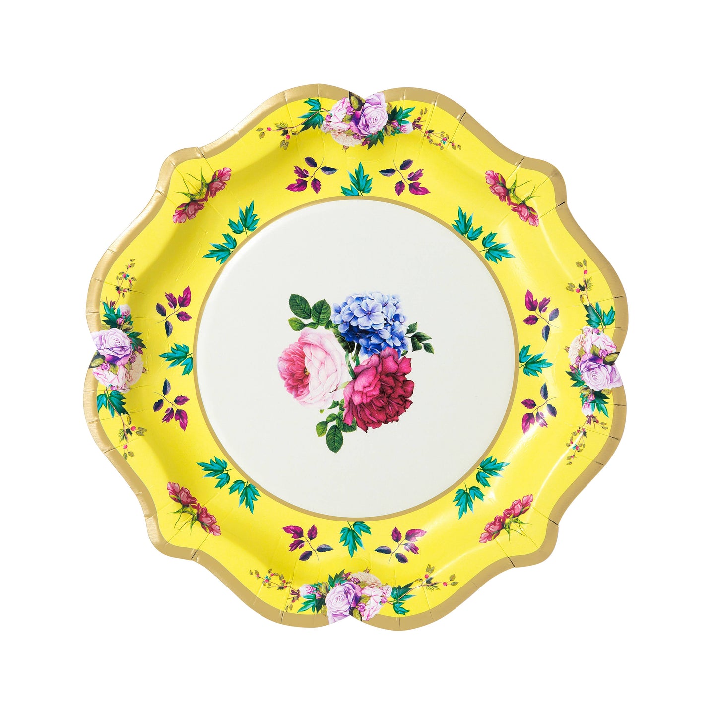 Tea Party Chintz Paper Plates - Floral 8 Inch Plates for Alice in Wonderland & Baby Showers (12-Pack)