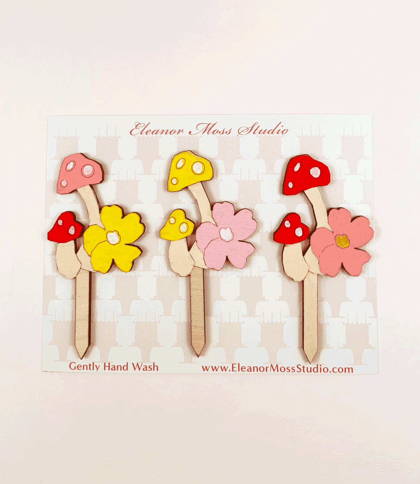 Red Mushroom and Flower Cake Topper