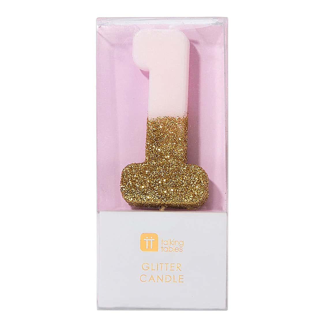 PALE Pink Glitter Candle - 1