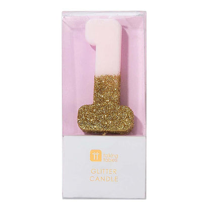 PALE Pink Glitter Candle - 1