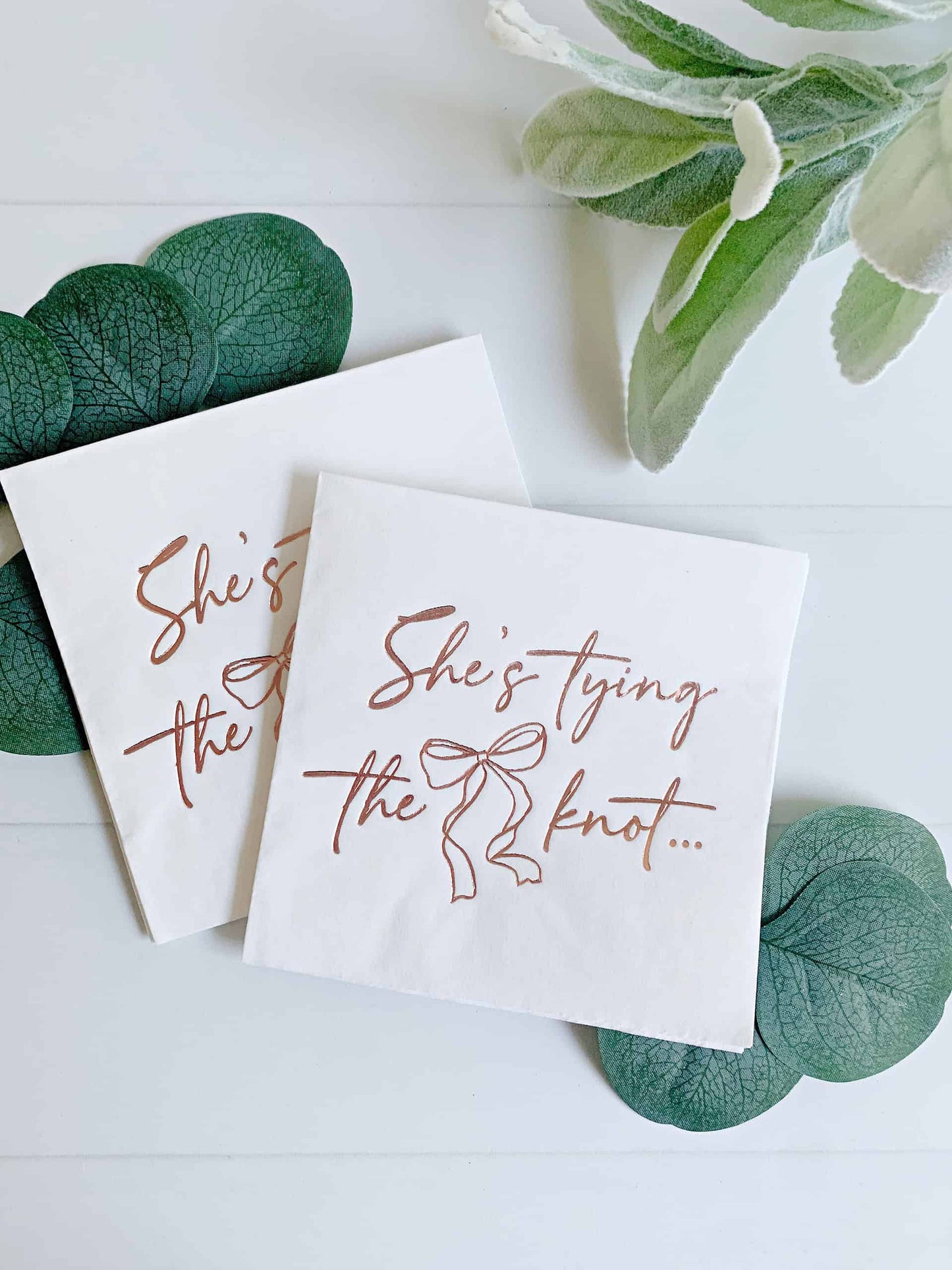 She's Tying the Knot Cocktail Napkins - Rose Gold