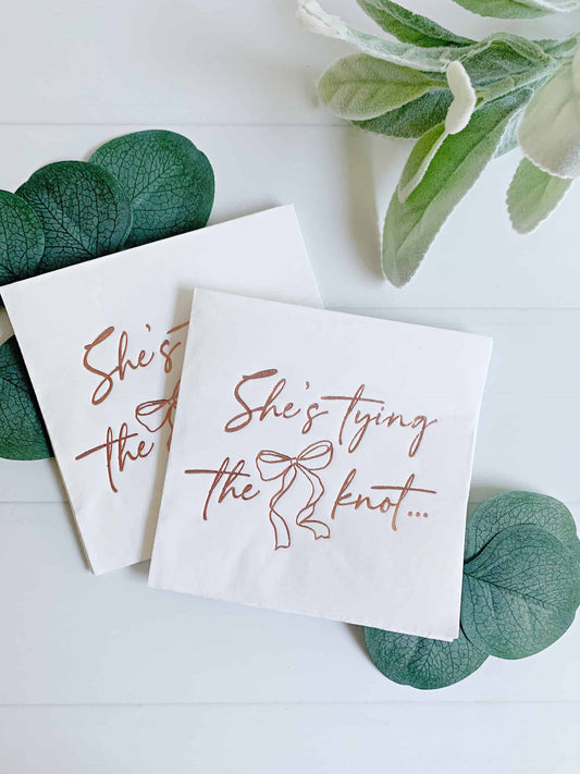 She's Tying the Knot Cocktail Napkins - Rose Gold