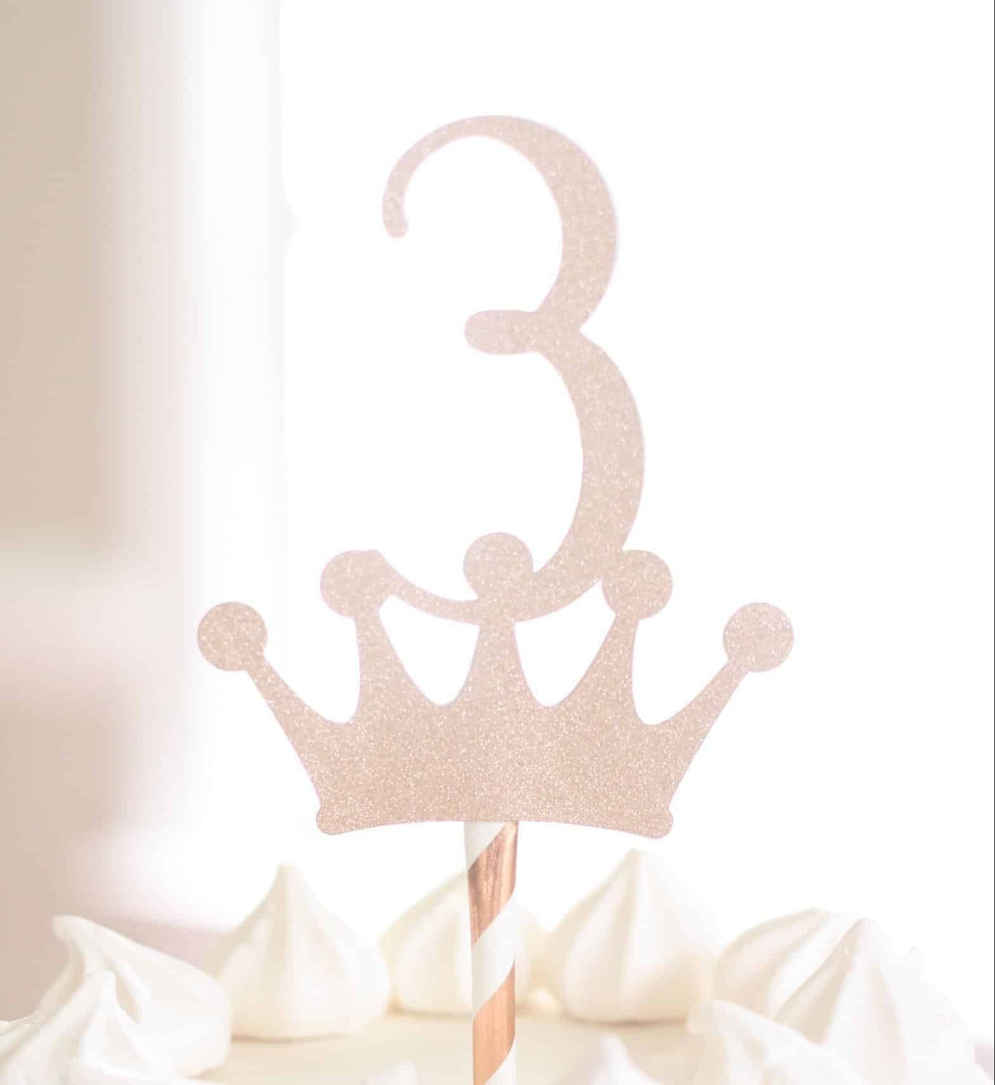 3rd birthday crown topper in rose gold - third birthday princess