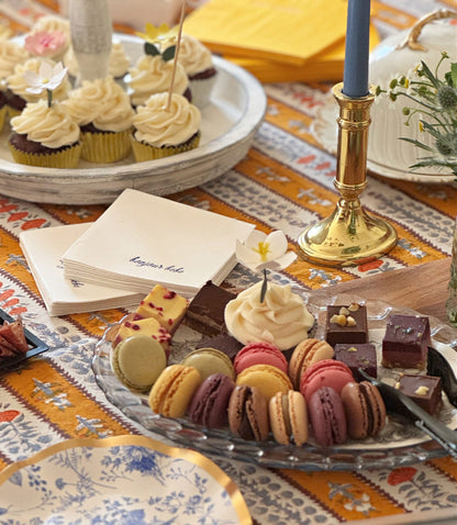 Provence Avignon Dijon & Blue Tablecloth 70x128 - French Country Botanical Print