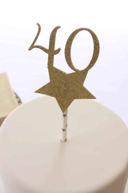 40th Birthday Gold Star Cake Topper