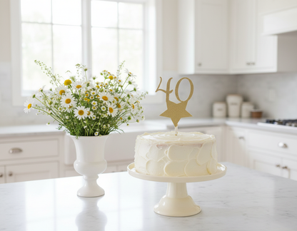 40th Birthday Gold Star Cake Topper in White Kitchen