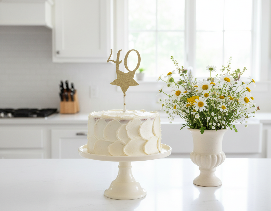 40th Birthday Gold Star Cake Topper - Smaller Size