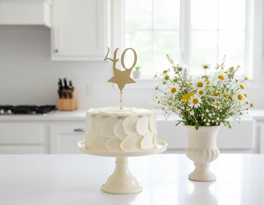 40th Birthday Gold Star Cake Topper - Smaller Size
