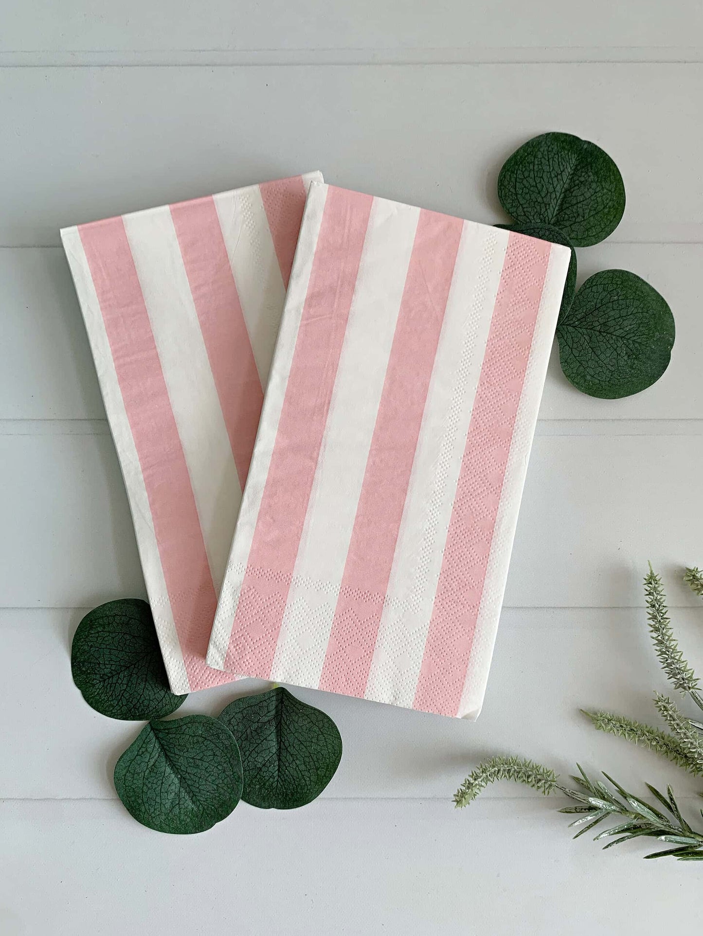 Pink Cabana Striped Dinner Napkins or Guest Towels
