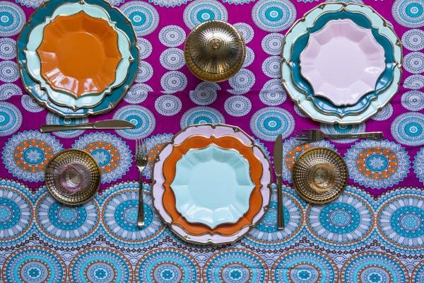 Teal Scalloped Dinner Plates