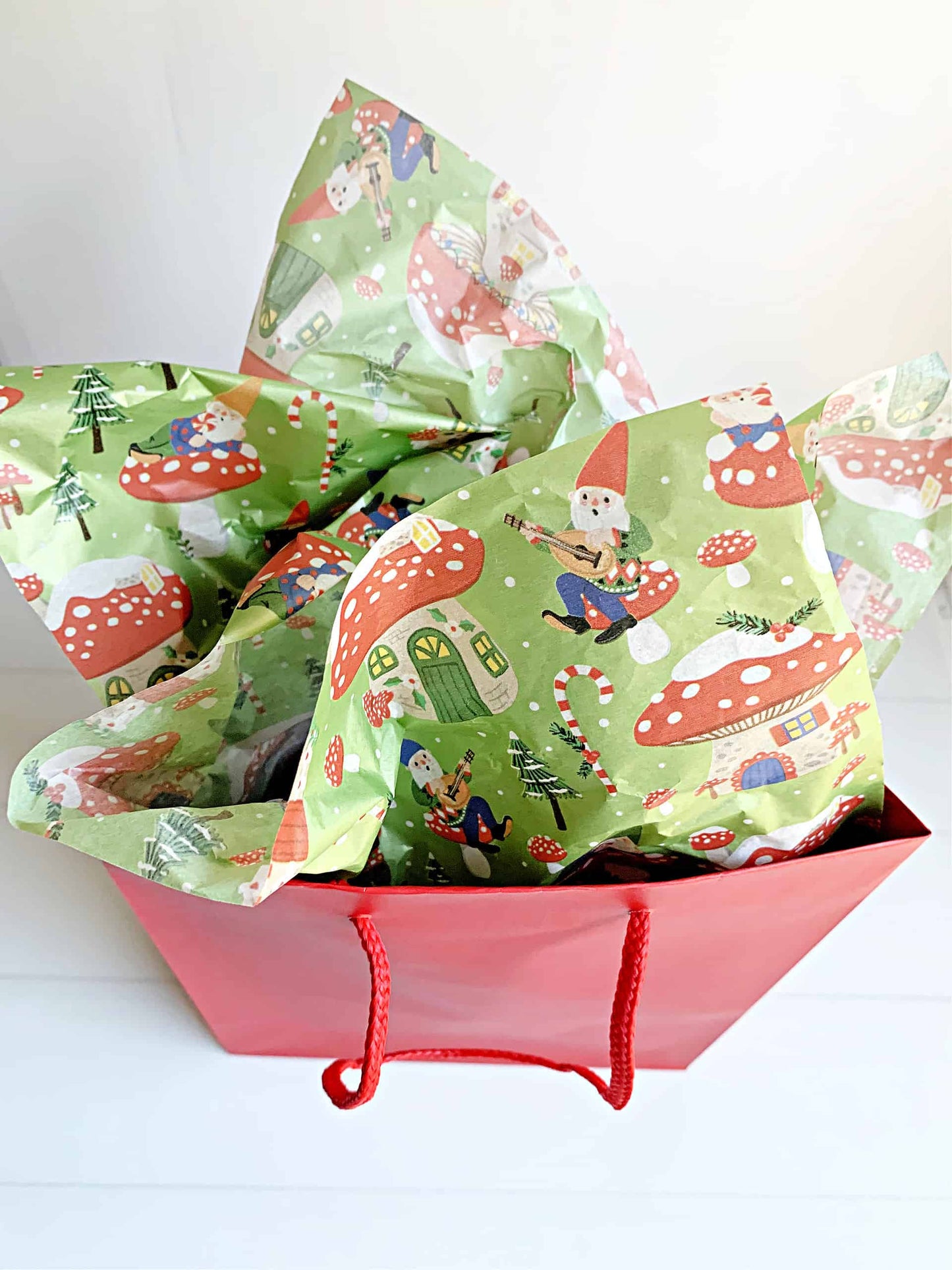 Holiday Gnomes & Mushrooms Tissue Paper - 10 Sheets