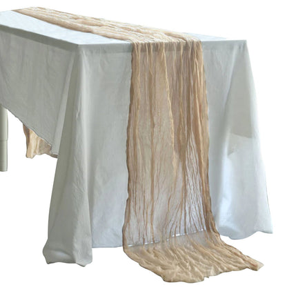 Nude Beige Cheesecloth Table Runner - Rustic Wedding & Spring Party Decor (10 ft x 32")