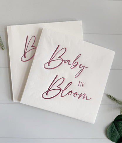 Baby In Bloom Pink, Gold and White Baby Shower Tableware Kit - Party Pack for 8