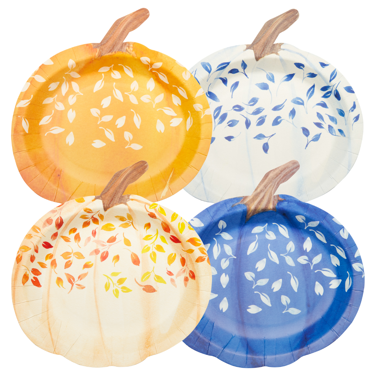 Blue and Amber Pumpkin Salad Plates- Set of 8